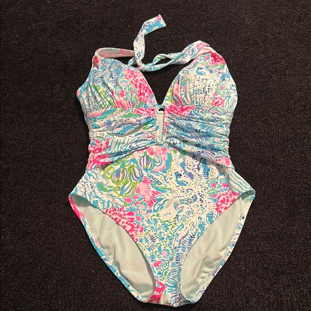 Lilly Pulitzer Vibrant Pink and Blue One Piece Swimwear